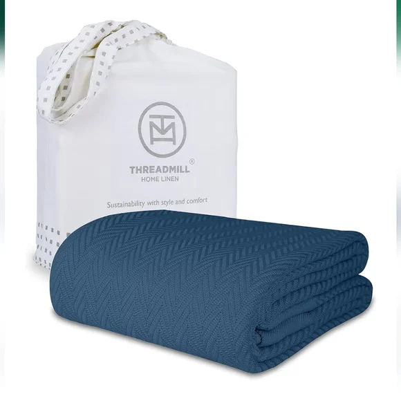 Threadmill Luxury Cotton Blankets for King Size Bed All-Season Cozy 100% Cotton - Picture 1 of 11